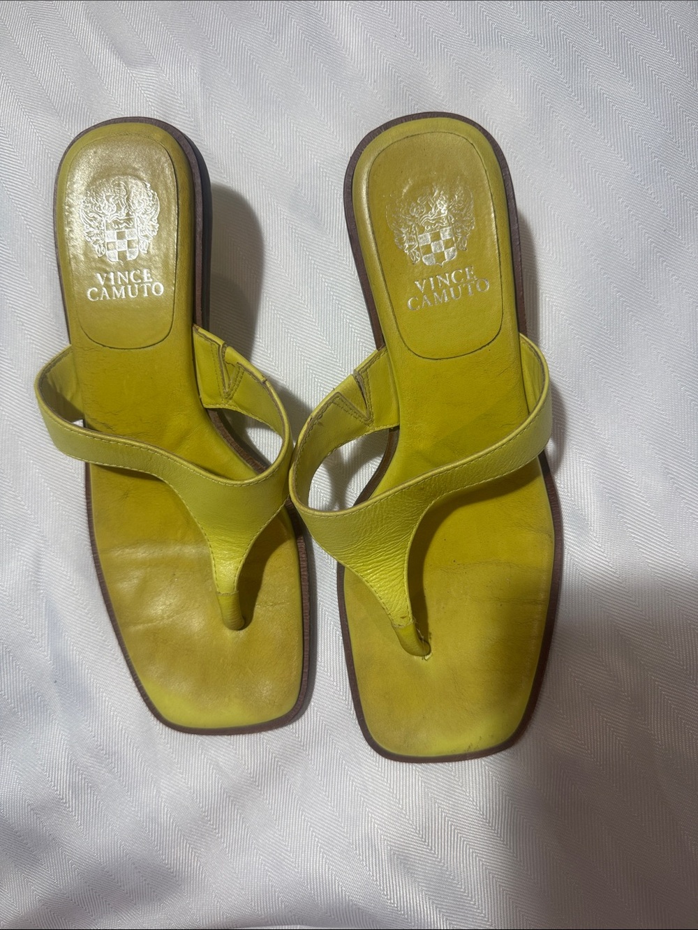 Vince Camuto Lemon Yellow Leather Thong Sandals